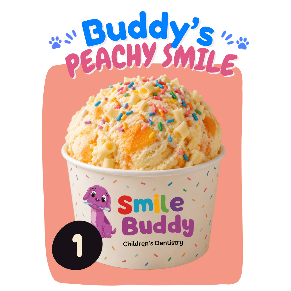 Buddy's Peachy Smile ice cream flavour